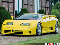 1993 Bugatti EB 110 Super Sport = 350 kph, 611 bhp, 3.2 sec.